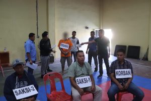 Polres Langkat Gelar Rekonstruksi Kasus Pembunuhan di Dusun Kampung I Desa Mekar Sawit