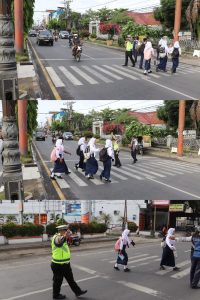 Saat Mentari Terbit, Polisi Mulai Menjaga “Wujud Peduli Pendidikan DiTengah Padatnya Arus Pagi”
