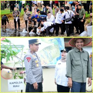 Bupati Kasmarni Dampingi Kapolda Riau dan Ustadz Somad Tanam Pohon dan Bagikan Sembako di Kampar