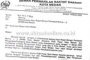 DPRD Medan Rekomendasi Agar Plt. Dirut PUD Pasar dan Jajaran Diperiksa Kejari