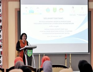 Kunjungan Kerja ke Madina, Ketua DWP Sumut Serahkan Bantuan Makanan dan Minuman Sehat untuk Balita dan Ibu Hamil