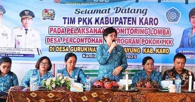 Ny. Roswitha Antonius Ginting Monitoring Lomba Desa Percontohan Pelaksana 10 Program Pokok PKK Tahun 2025
