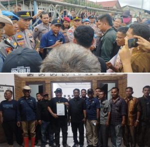 Ratusan Masyarakat Kelompok Tani Koperasi Dewan Negeri Luat Huristak  Blokir Kantor PT Agrinas Palma Nusantara