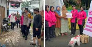 Kapolres Binjai dan Bhayangkari Pantau dan Salurkan Bantuan Korban Banjir