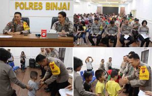 Polres Binjai Giat Binrohtal Bersama Anak Yatim