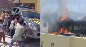 Diduga Bandar Narkoba “Dilepas”, Massa Bakar Mapolsek Muara Batang Gadis, Sejumlah Anggota Akan Diperiksa