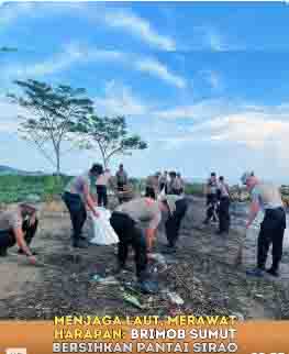Menjaga Laut, Merawat Harapan: Brimob Sumut Bersihkan Pantai Sirao