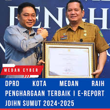 DPRD Medan Raih Penghargaan Terbaik I Penilaian E-Report JDIHN se-Sumatera Utara Tahun Pelaporan 2024-2025