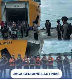 Jaga Gerbang Laut Nias, Brimob Sumut Intensifkan Patroli Arus Mudik di Pelabuhan Gunungsitoli