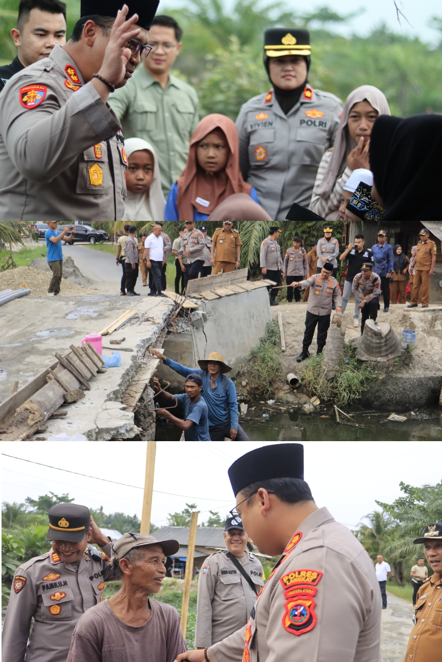 Kapolres Langkat Tinjau Langsung Renovasi Jembatan Merah Putih Sang Bhayangkara di Secanggang