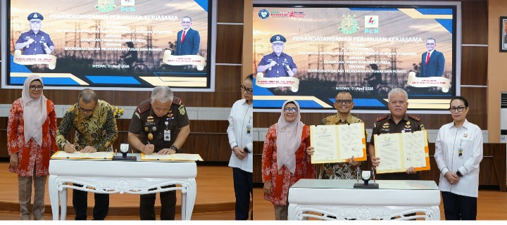Kejati Sumut Bersama PT PLN (Persero) UIP3BS Tanda Tangani Perjanjian Kerjasama Penanganan Hukum Perdata dan Tata Usaha Negara