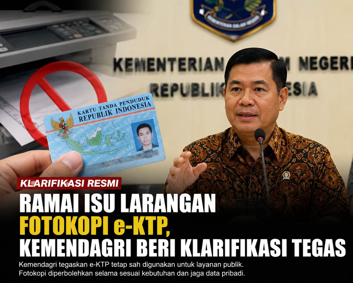 Ramai Isu Larangan Fotokopi e-KTP, Kemendagri Beri Klarifikasi Tegas