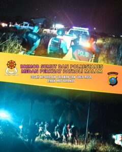 Cegah Kejahatan Jalanan,Brimob Sumut dan Polrestabes Medan Perkuat Patroli Malam