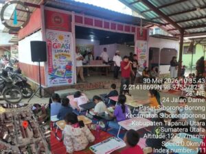 Dinas Perpustakaan Taput Hadirkan Mobil Perpustakaan Keliling pada Lomba Mewarnai GRASI Little Art di Siborongborong