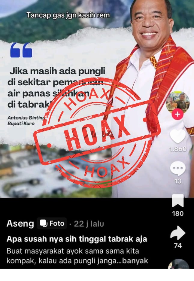 Bupati Karo Tidak Pernah Serukan Aksi Tabrak Pelaku Pungli di Pemandian Air Panas