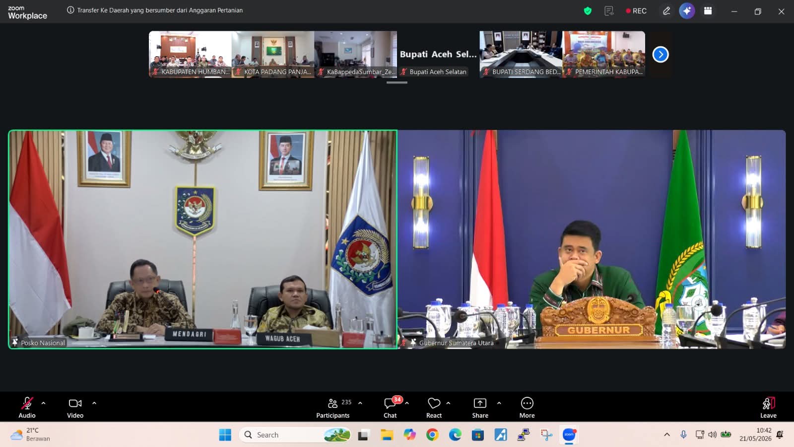 Bupati Humbahas Ikuti Rakor Penggunaan Dana TKD, Mendagri Apresiasi Percepatan Realisasi Pemulihan Pascabencana