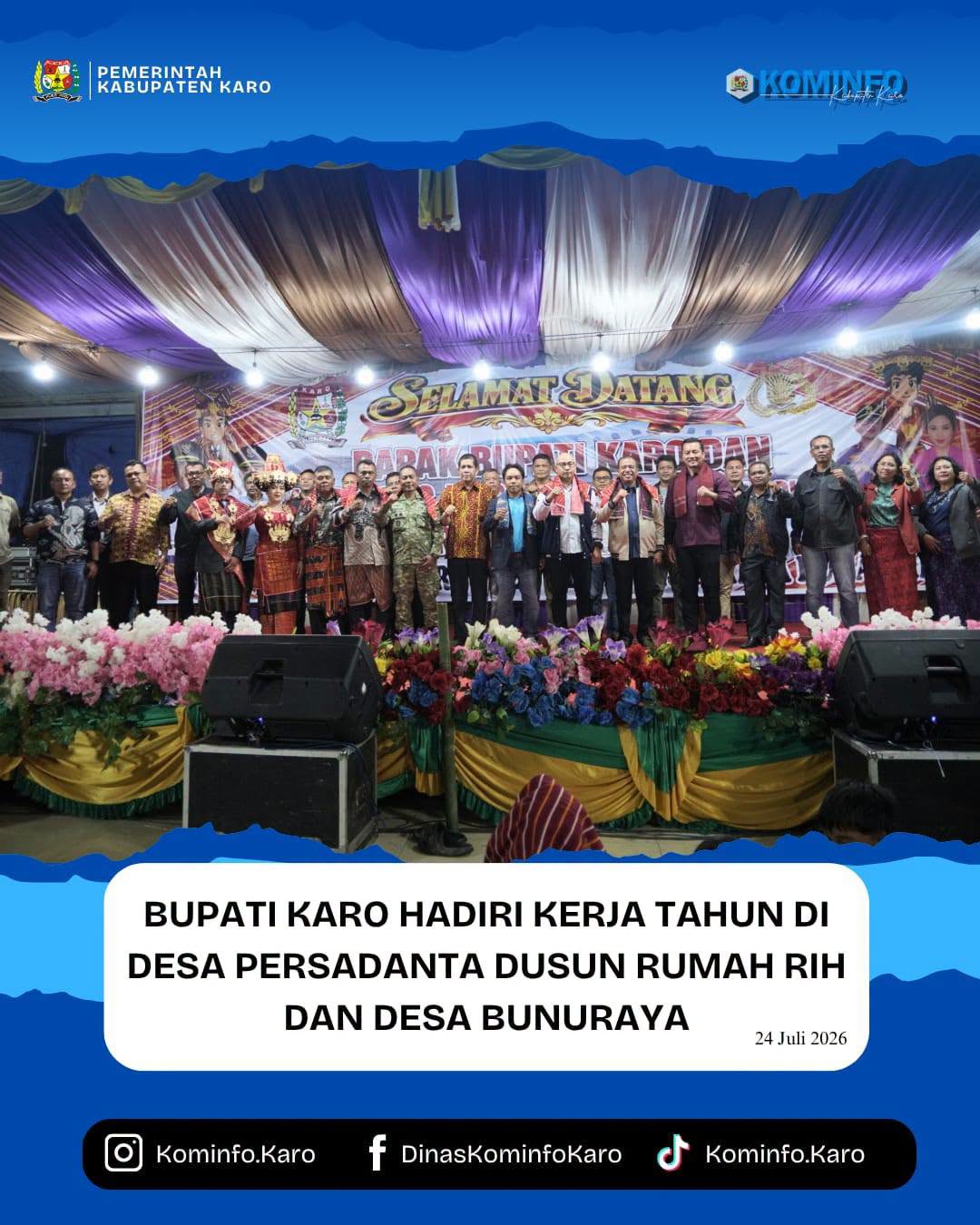 Bupati Karo Hadiri Kerja Tahun di Desa Persadanta Dusun Rumah Rih dan Desa Bunuraya
