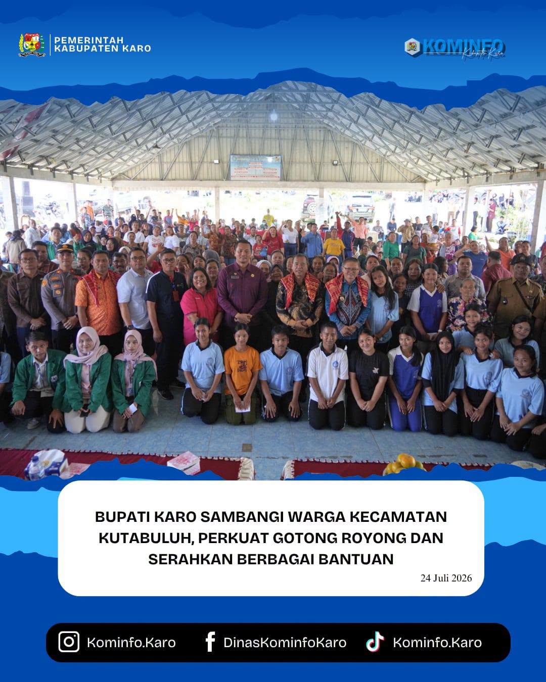 Bupati Karo Sambangi Warga Kecamatan Kutabuluh, Perkuat Gotong Royong dan Serahkan Berbagai Bantuan