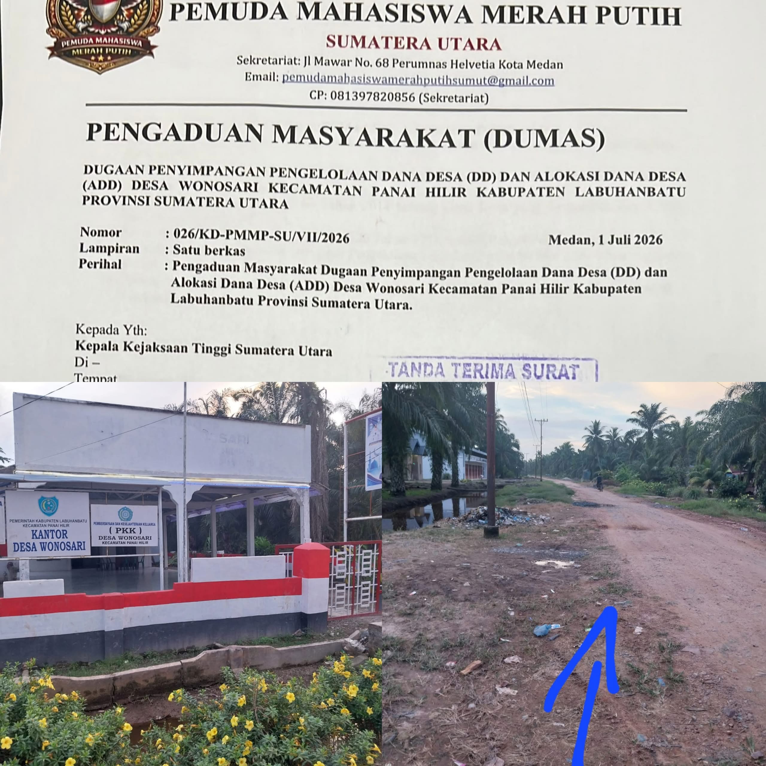 Korwil PMMP Sumut Laporkan Dugaan Penyimpangan Dana Desa Wonosari ke Kejati Sumut