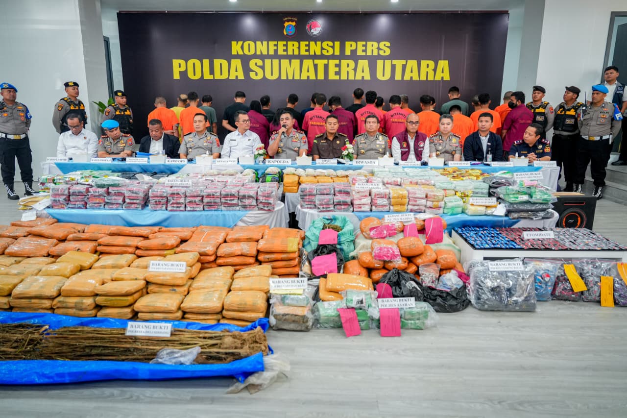 Polda Sumut Ungkap 3.865 Kasus Narkoba dalam Enam Bulan, Sita 5,3 Ton Barang Bukti