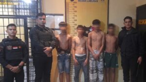 Respon Call Center 110, Tim Macan Polres Pelabuhan Belawan Amankan Empat Remaja Pelaku Tawuran