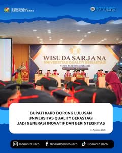 Bupati Karo Dorong Lulusan Universitas Quality Berastagi Jadi Generasi Inovatif dan Berintegritas