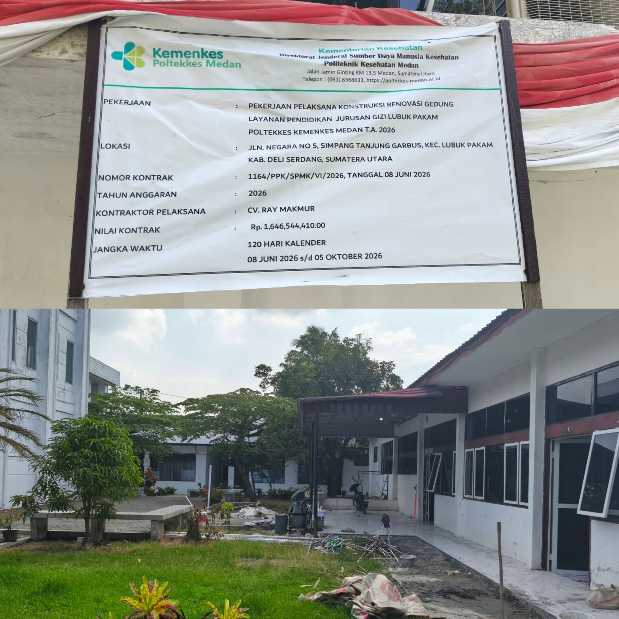 Proyek Pembangunan Rehab Poltekkes Gizi Lubuk Pakam Diduga Syarat KKN dan Tidak Layak Dibayar