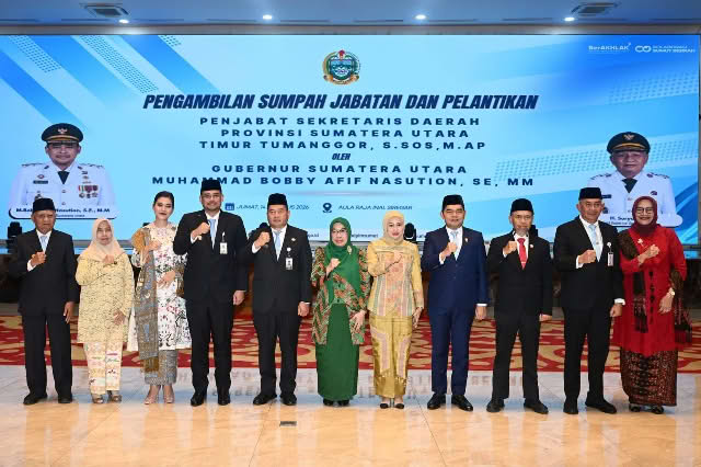 Gubsu Bobby Lantik Timur Tumanggor Pj Sekdaprov Sumut, Titip Tiga Pesan