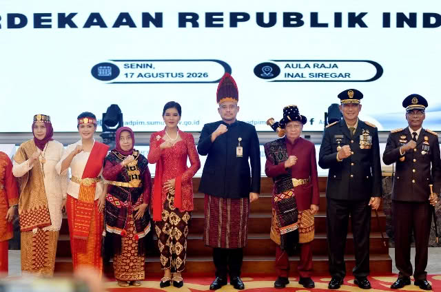 Gubsu Bobby Bersama Forkopimda Ikuti Upacara Detik-detik Proklamasi HUT Ke-81 RI Secara Virtual