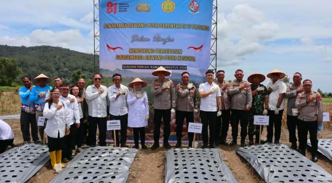 Polresta Deli Serdang Turut Laksanakan Penanaman Bawang Putih Serentak di 17 Provinsi
