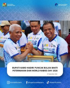 Bupati Karo Hadiri Puncak Bulan Bakti Peternakan dan World Rabies Day 2026
