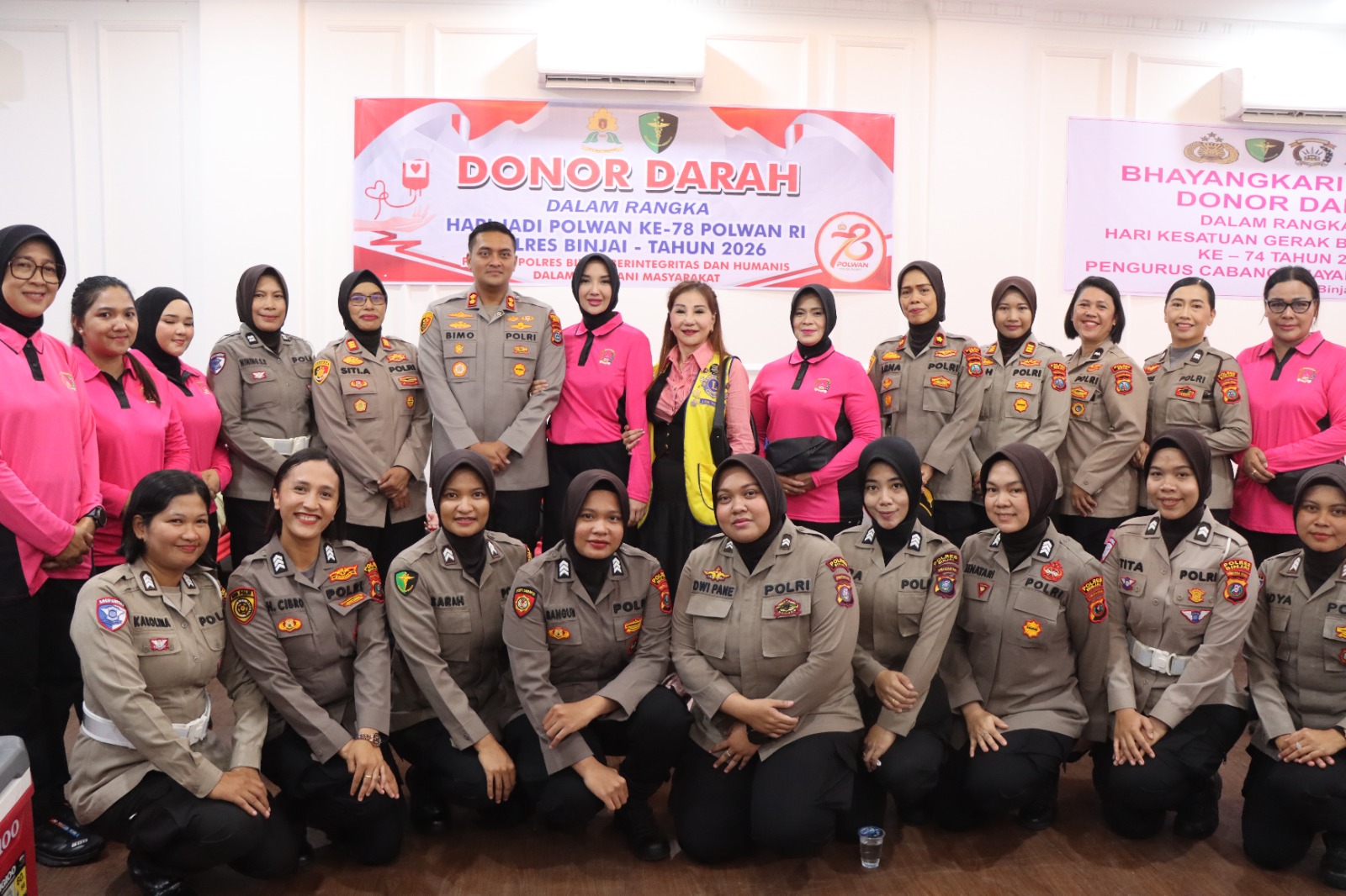 Sambut Hari Jadi Polwan Ke-78 Kapolres Binjai dan Ketua Bhayangkari Cabang Binjai Donorkan Darah untuk Kemanusiaan