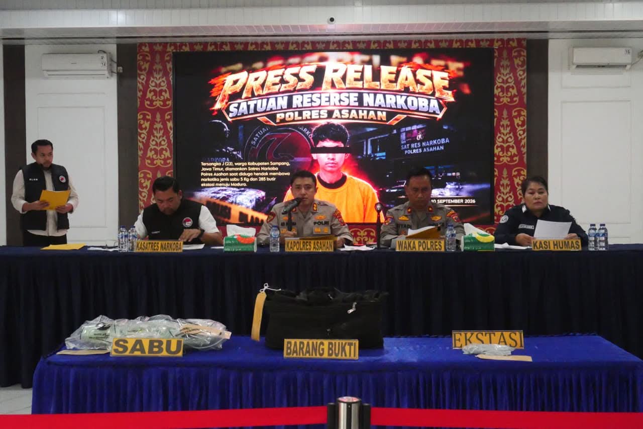 Polres Asahan Ungkap 5 Kg Lebih Sabu dan 285 Butir Ekstasi, Satu Tersangka Diamankan