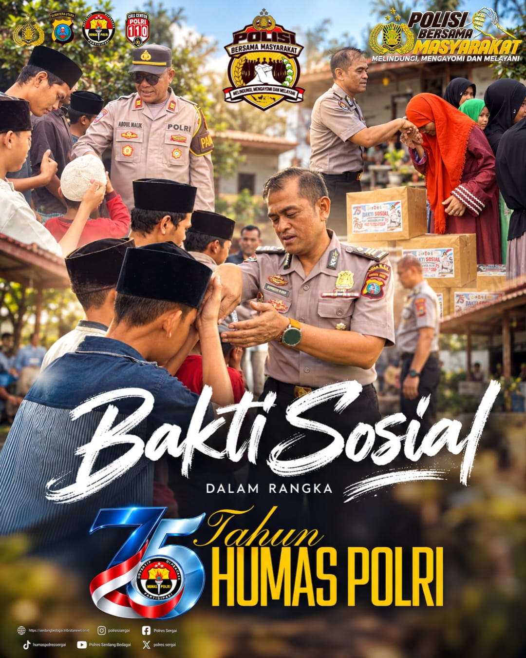 HUT Humas Polri ke 75, Polres Sergai Serahkan Bansos ke Panti Asuhan Anak Sumatera