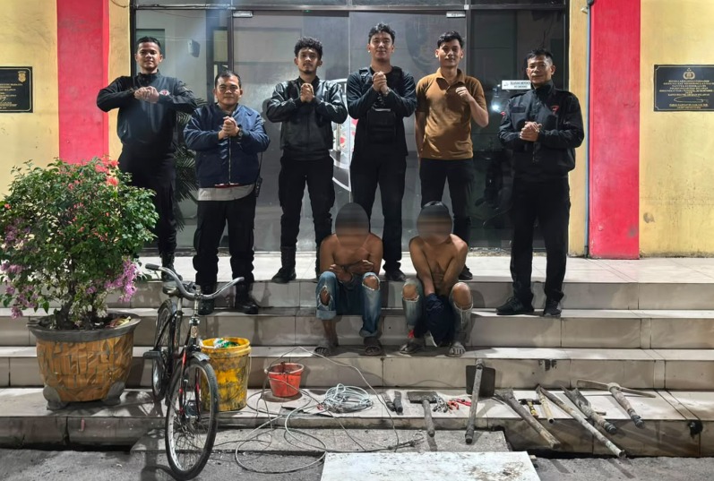 Patroli Dini Hari, Tim Macan Terkam Terduga 2 Pelaku Pencurian Kabel Fiber Optik