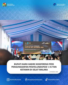 Bupati Karo Hadiri Konferensi Pers Pengungkapan Penyelundupan 1,16 Ton Ketamin di Selat Malaka