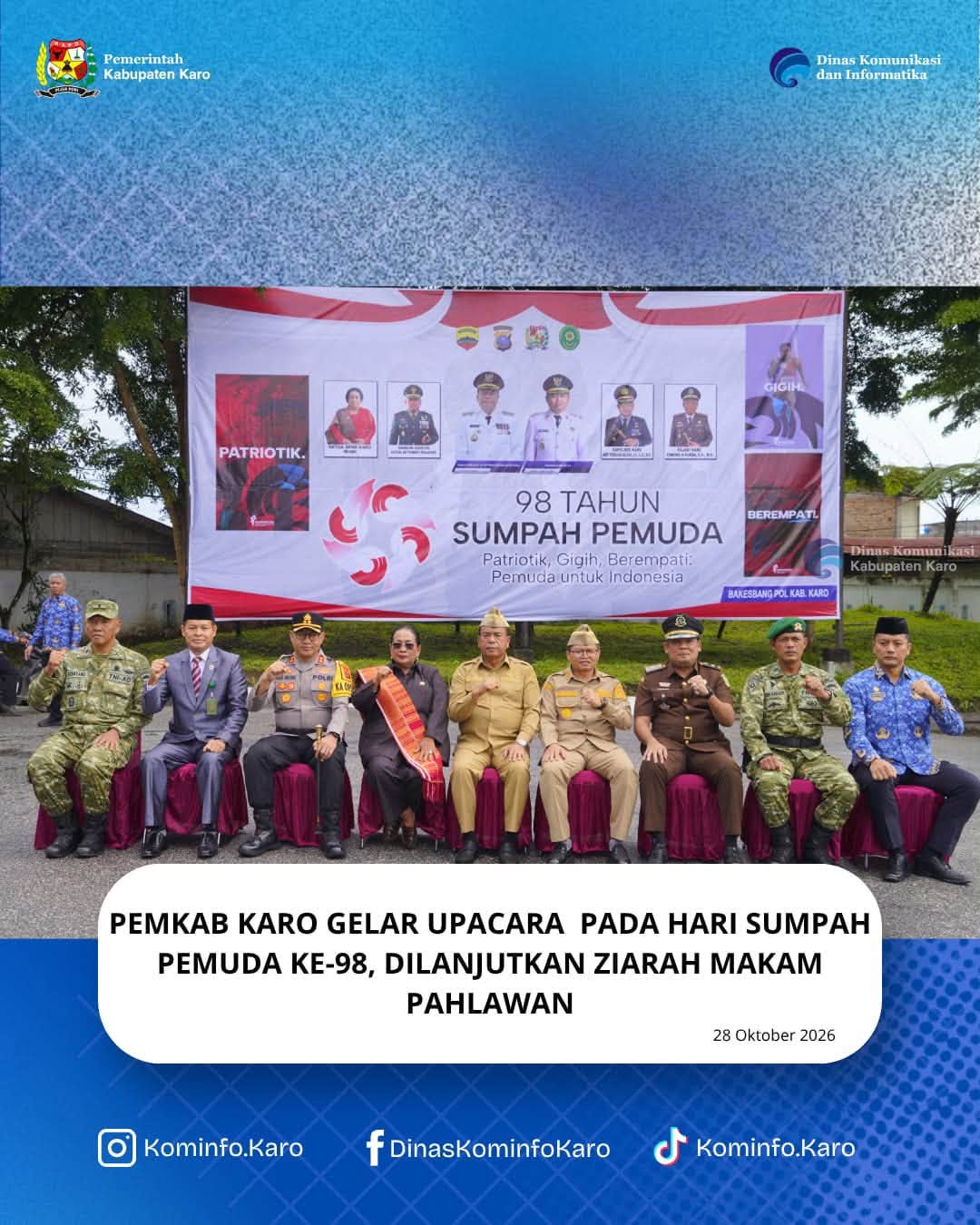 Pemkab Karo Gelar Upacara pada Hari Sumpah Pemuda ke-98, Dilanjutkan Ziarah Makam Pahlawan