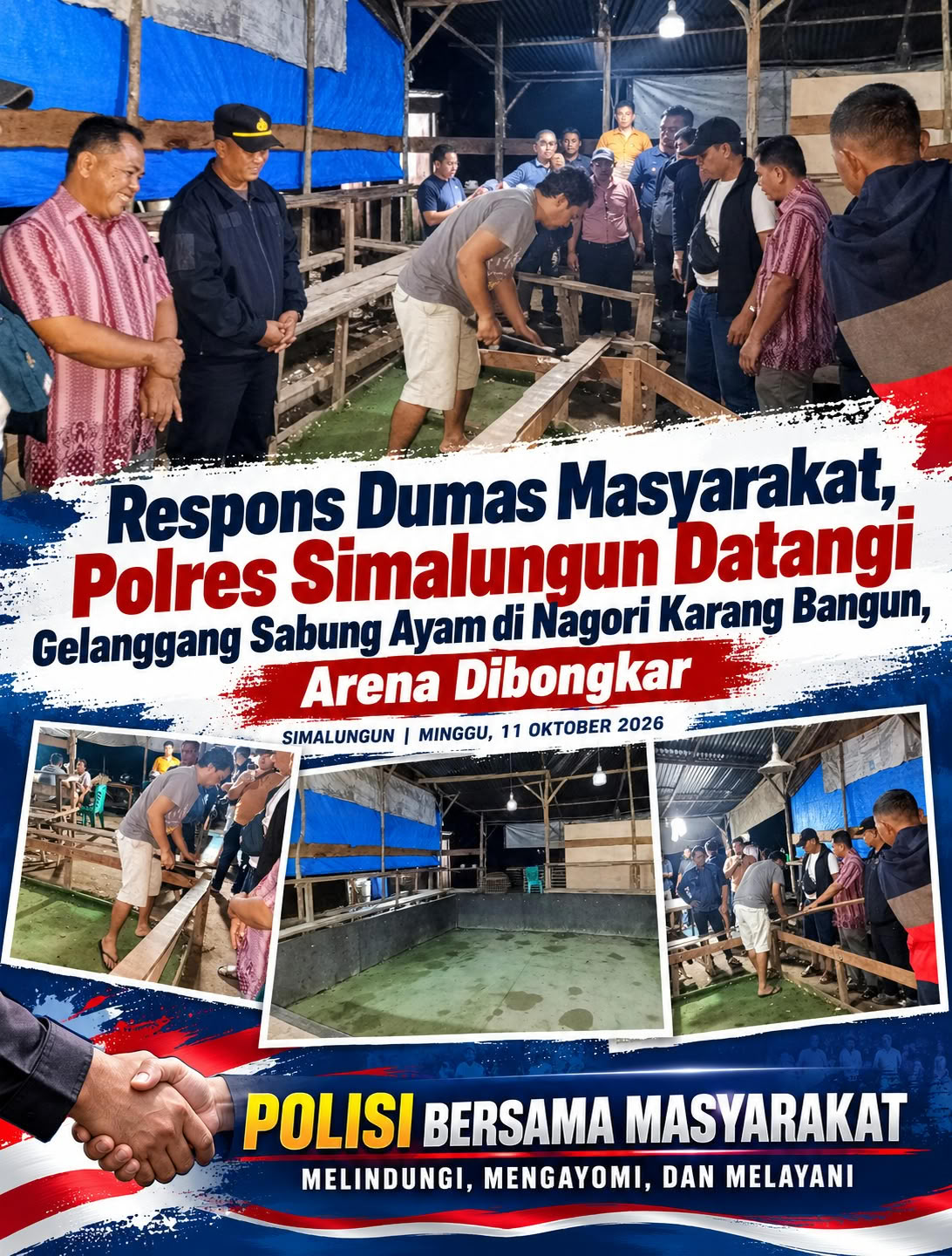Polsek Gunung Malela Tindak Lanjuti Dumas Sabung Ayam, Pemilik Bongkar Arena