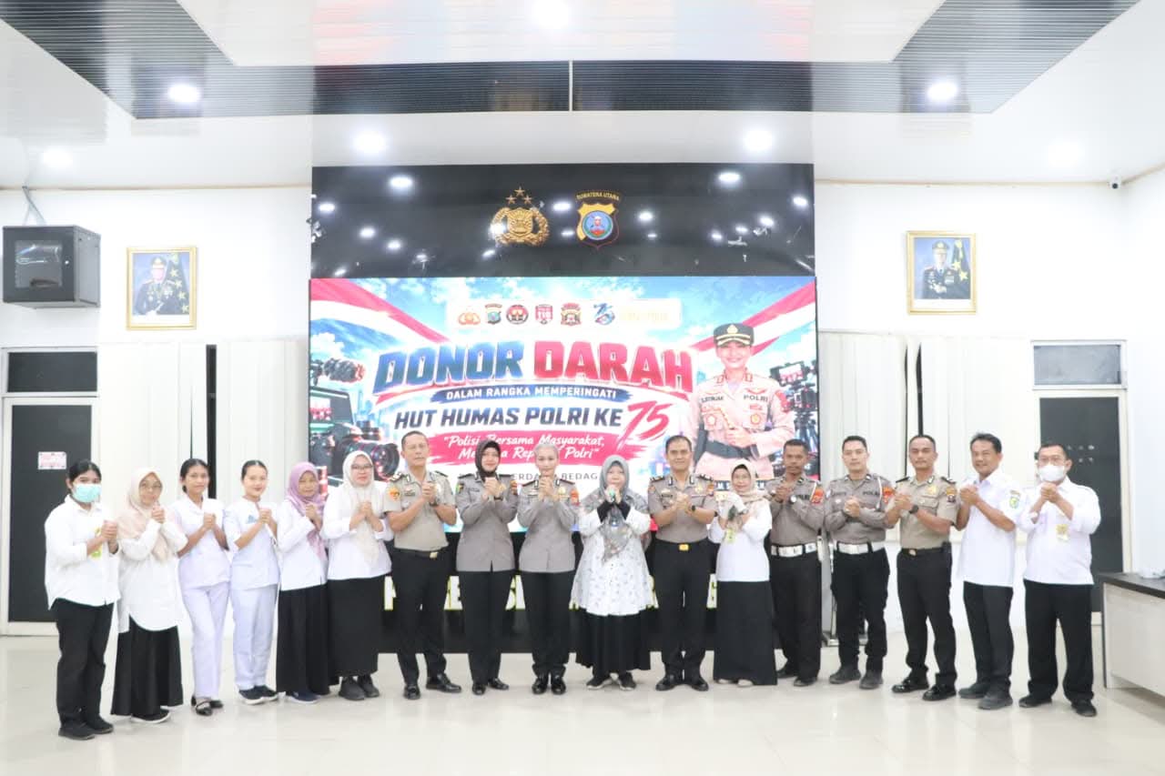 Sambut HUT Humas Polri ke-75, Polres Sergai Gelar Donor Darah
